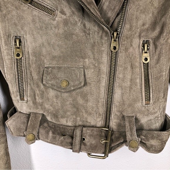 Vigoss Genuine Brown Suede Leather Moto Jacket Small - Picture 4 of 13